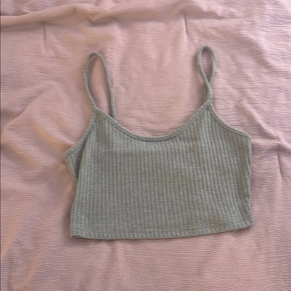 SHEIN Green Ribbed Camisole Crop Top